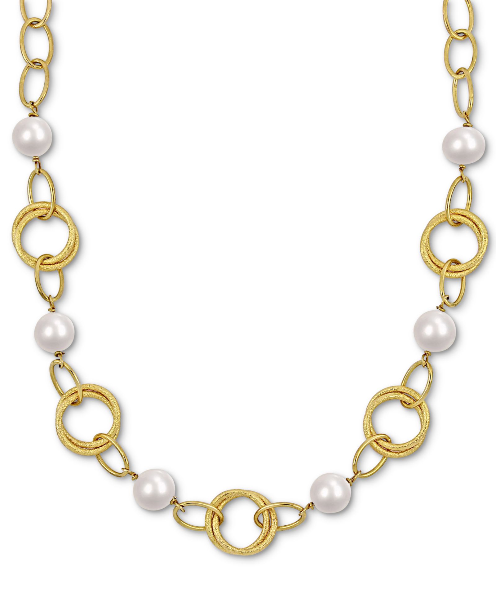 Ожерелье Macy's Cultured Freshwater Pearl (9-10mm) Open Link 20" Statement Necklace in 18K Gold-Plated Sterling Silver