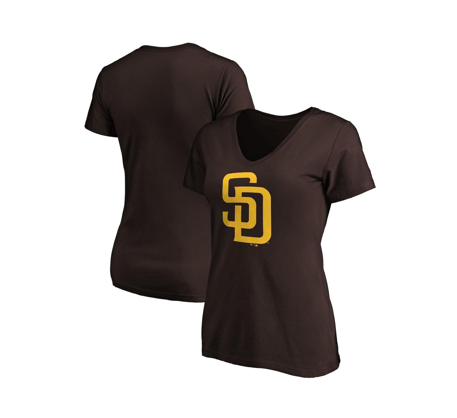 Женская футболка Fanatics Brown San Diego Padres Core Official Logo V-Neck