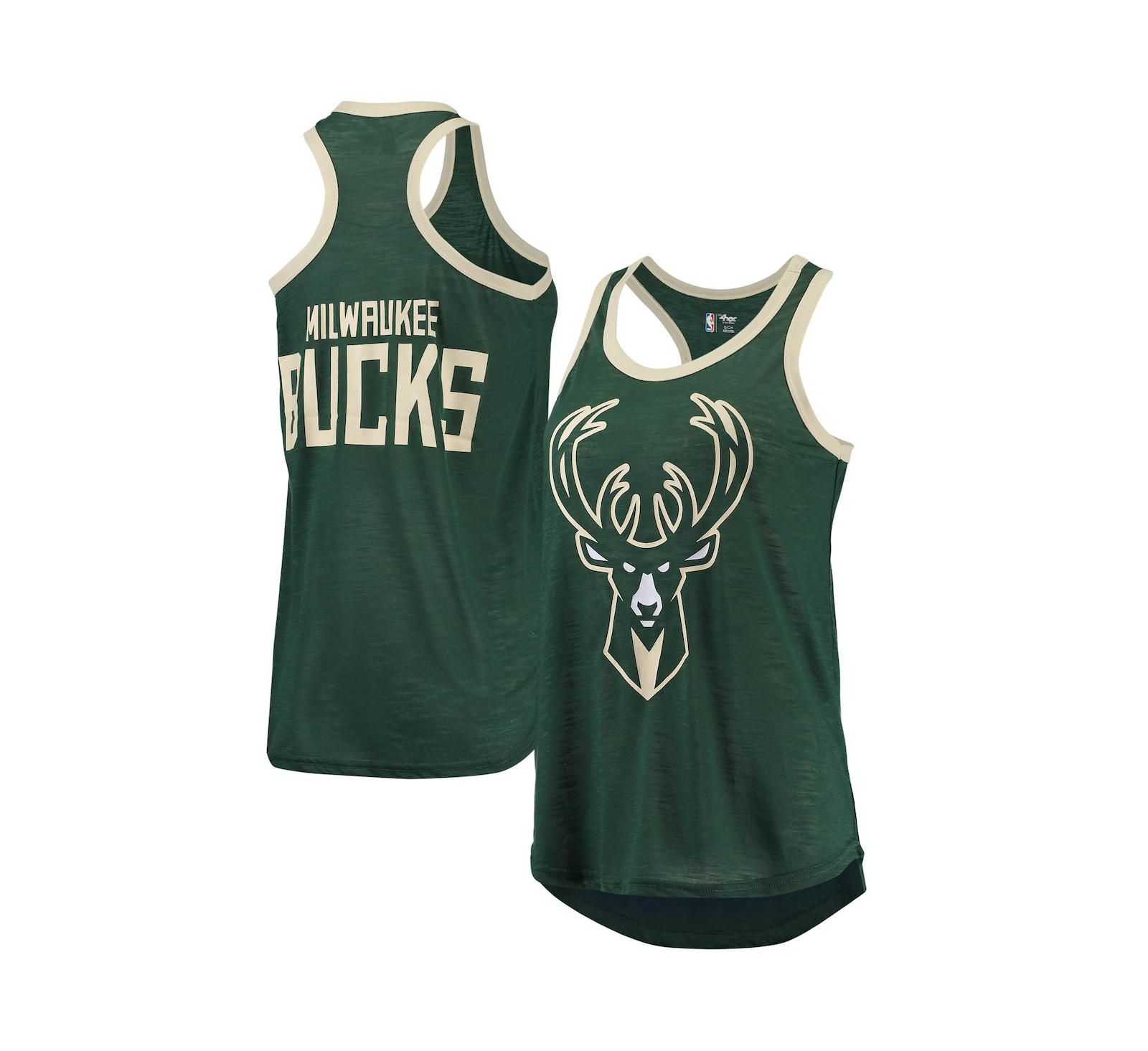 Женский топ G-III Sports by Carl Banks Milwaukee Bucks Showdown Scoop-Neck Racerback Tank Top Green