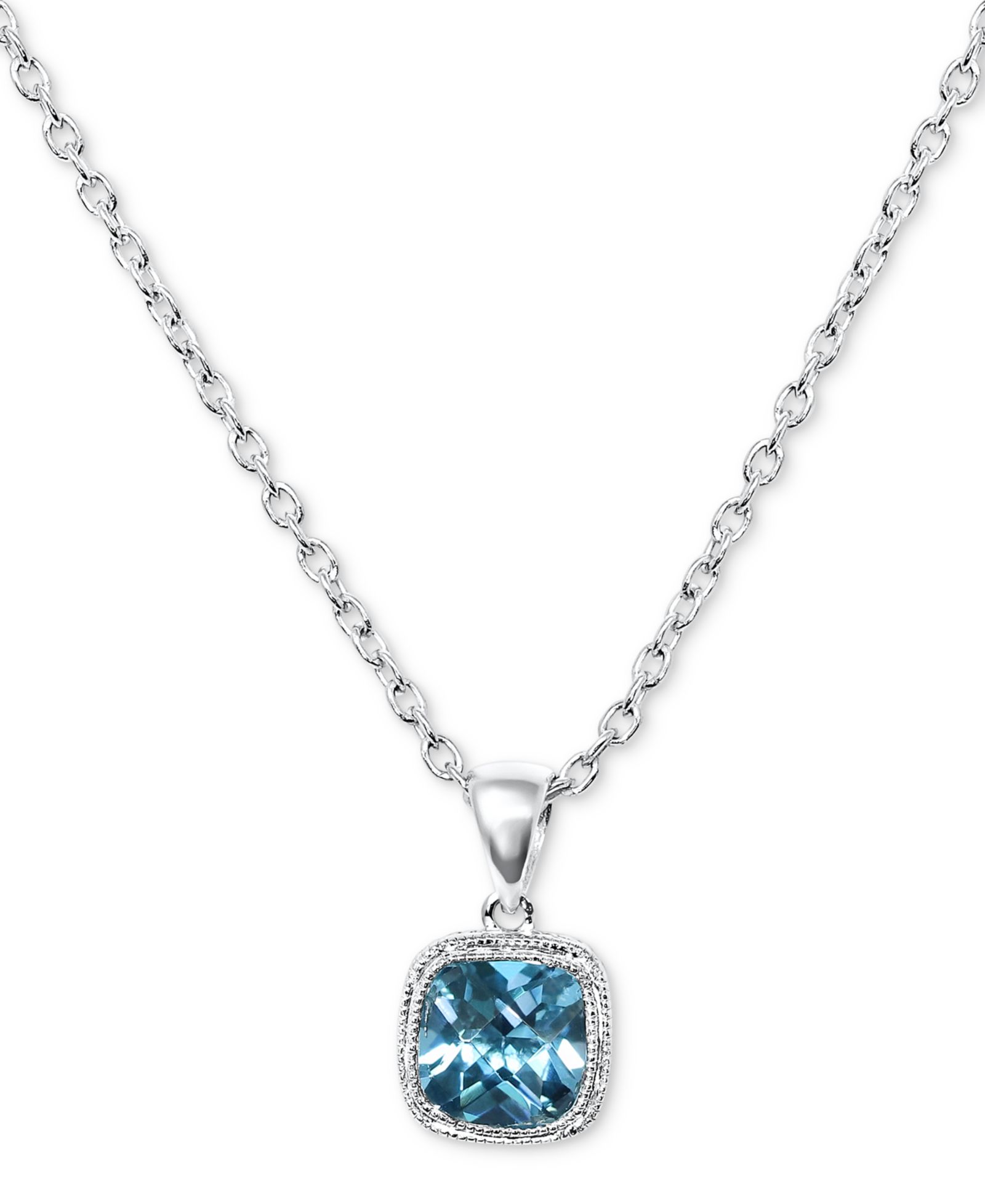 Blue Topaz Cushion Solitaire 18" Pendant Necklace (1-1/2 ct. t.w.) в Sterling Silver