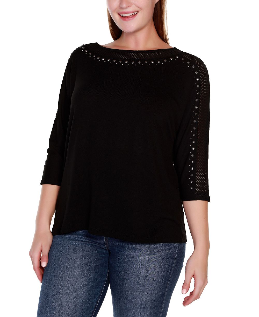 Belldini топ Plus Size с декором и сетчатыми вставками