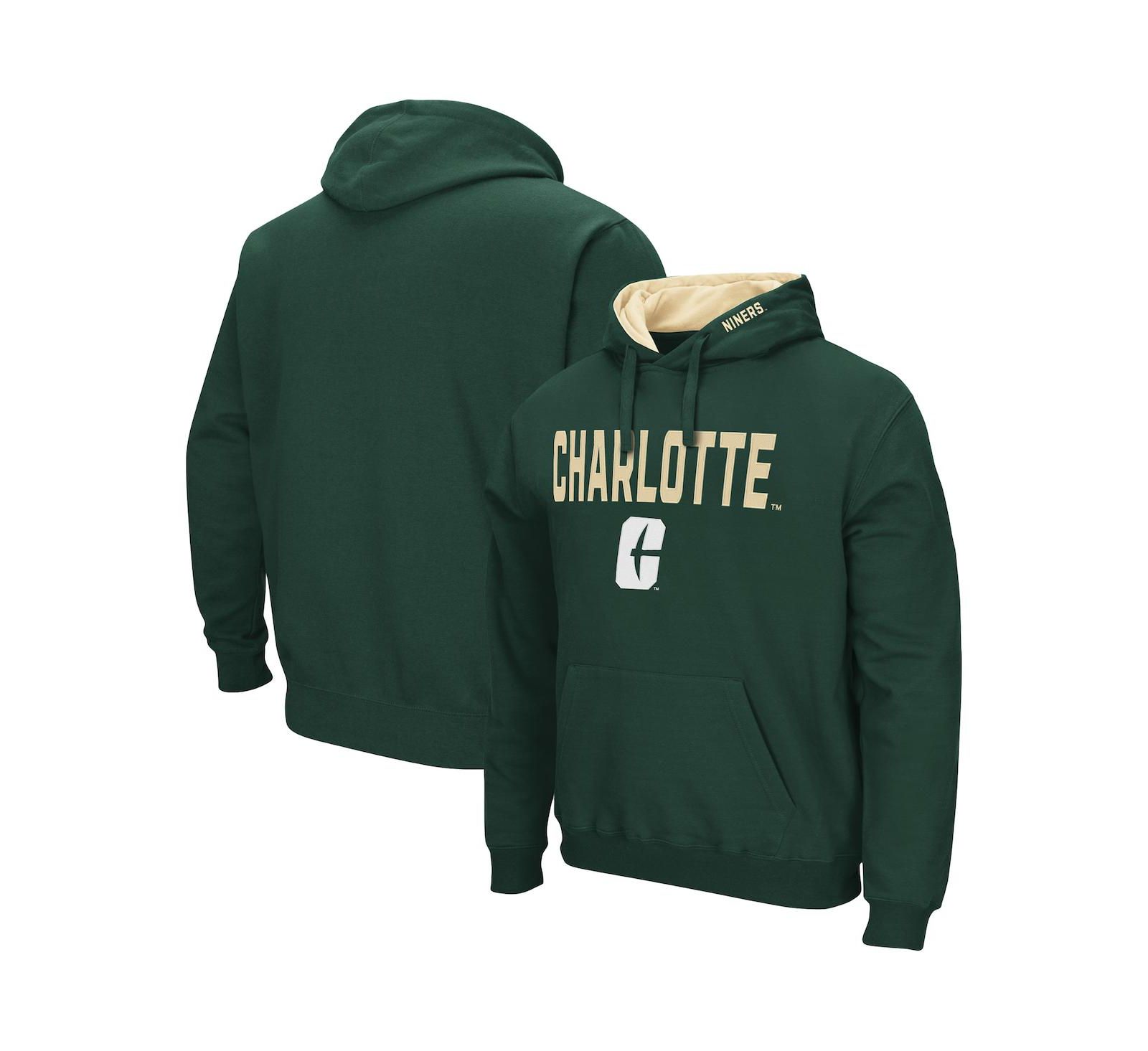 Men's Colosseum Green Charlotte 49ers Arch and Logo Pullover Hoodie
