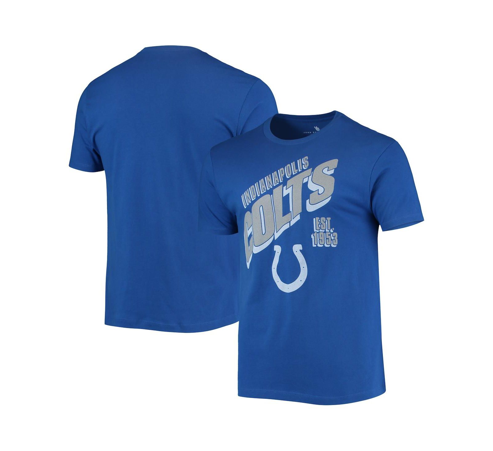 Men's Junk Food Royal Indianapolis Colts Slant T-shirt