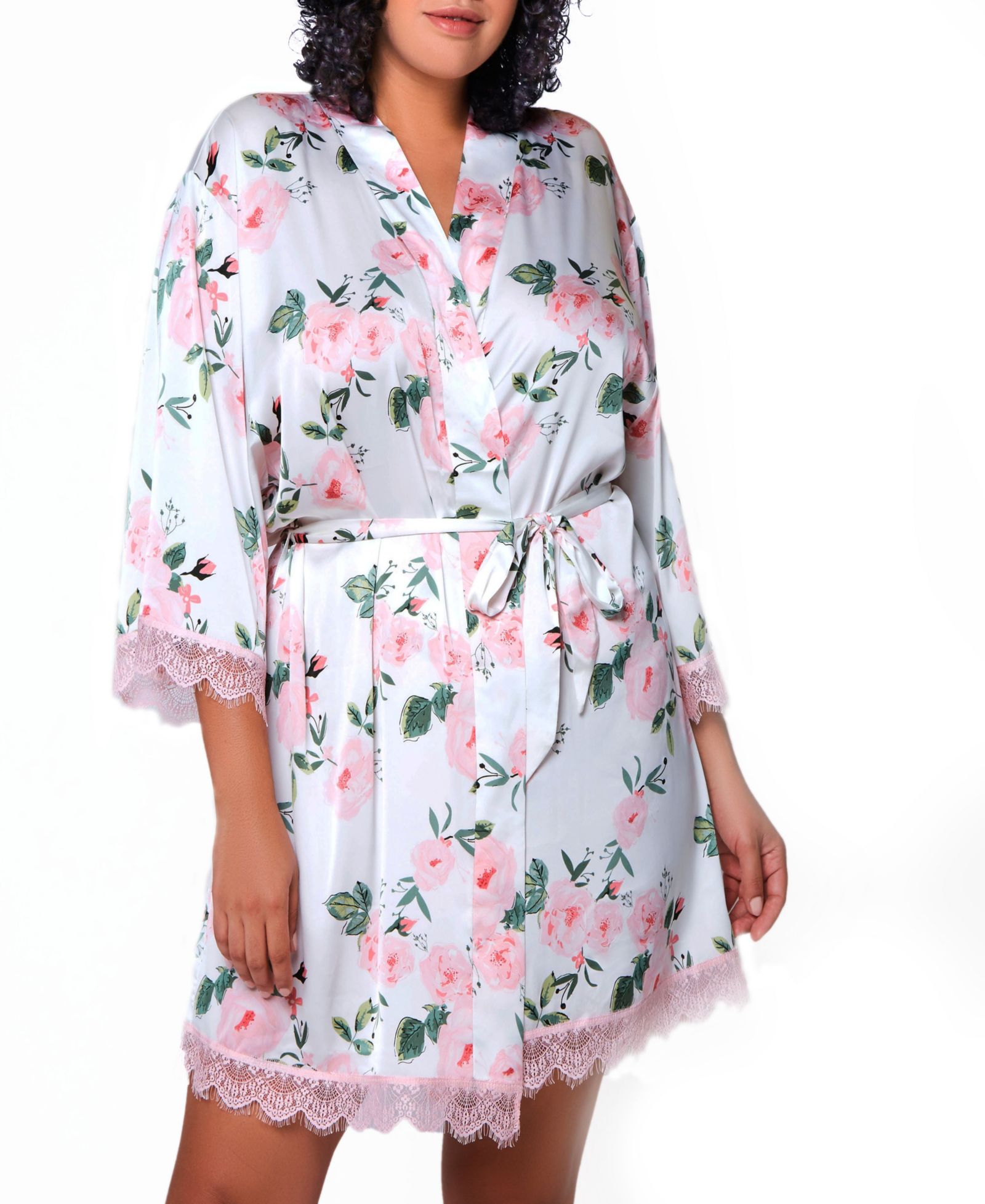 Willow Plus Size Satin с кружевом Robe