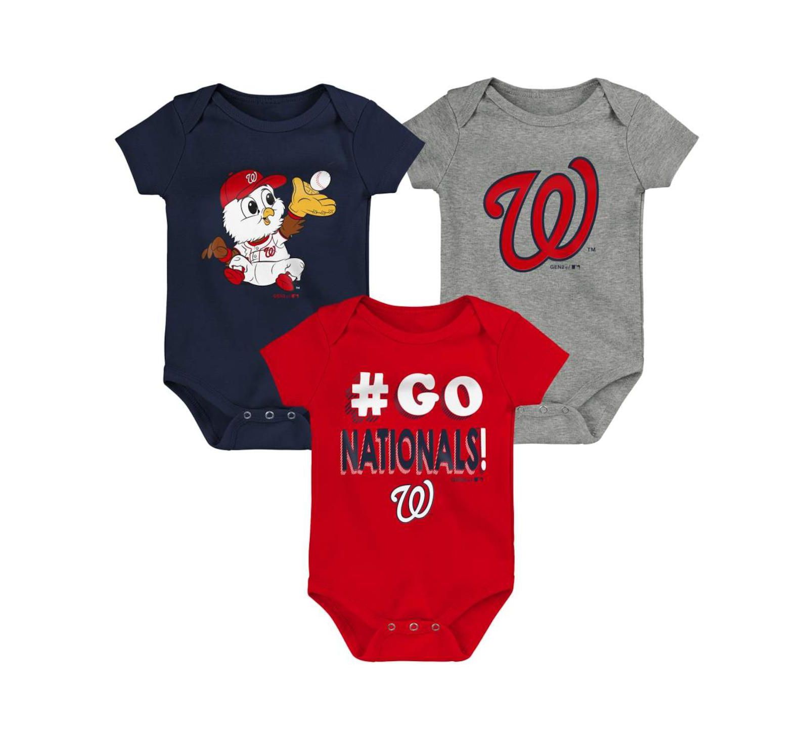 Unisex Infant набор боди из 3 штук Washington Nationals Born To Win, красный, темно-синий и серый