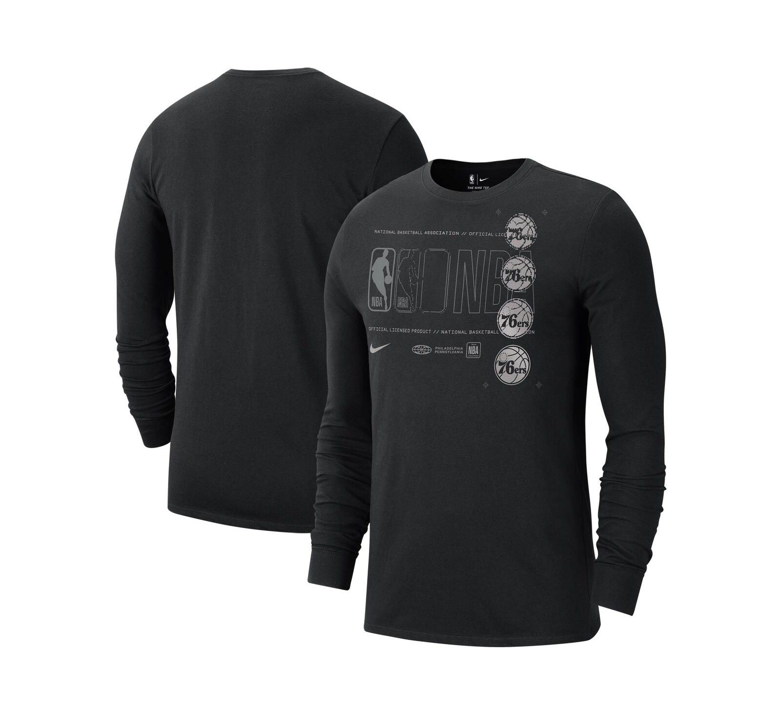 Men's Nike Black Philadelphia 76ers Courtside Chrome Long Sleeve T-shirt
