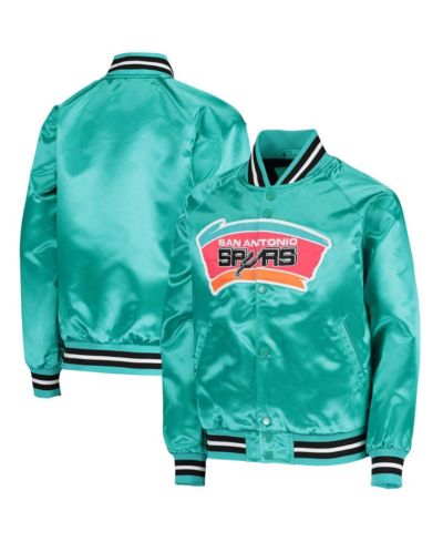 Детская куртка Mitchell & Ness San Antonio Spurs Hardwood Classics Satin Raglan Full-Snap бирюзового цвета