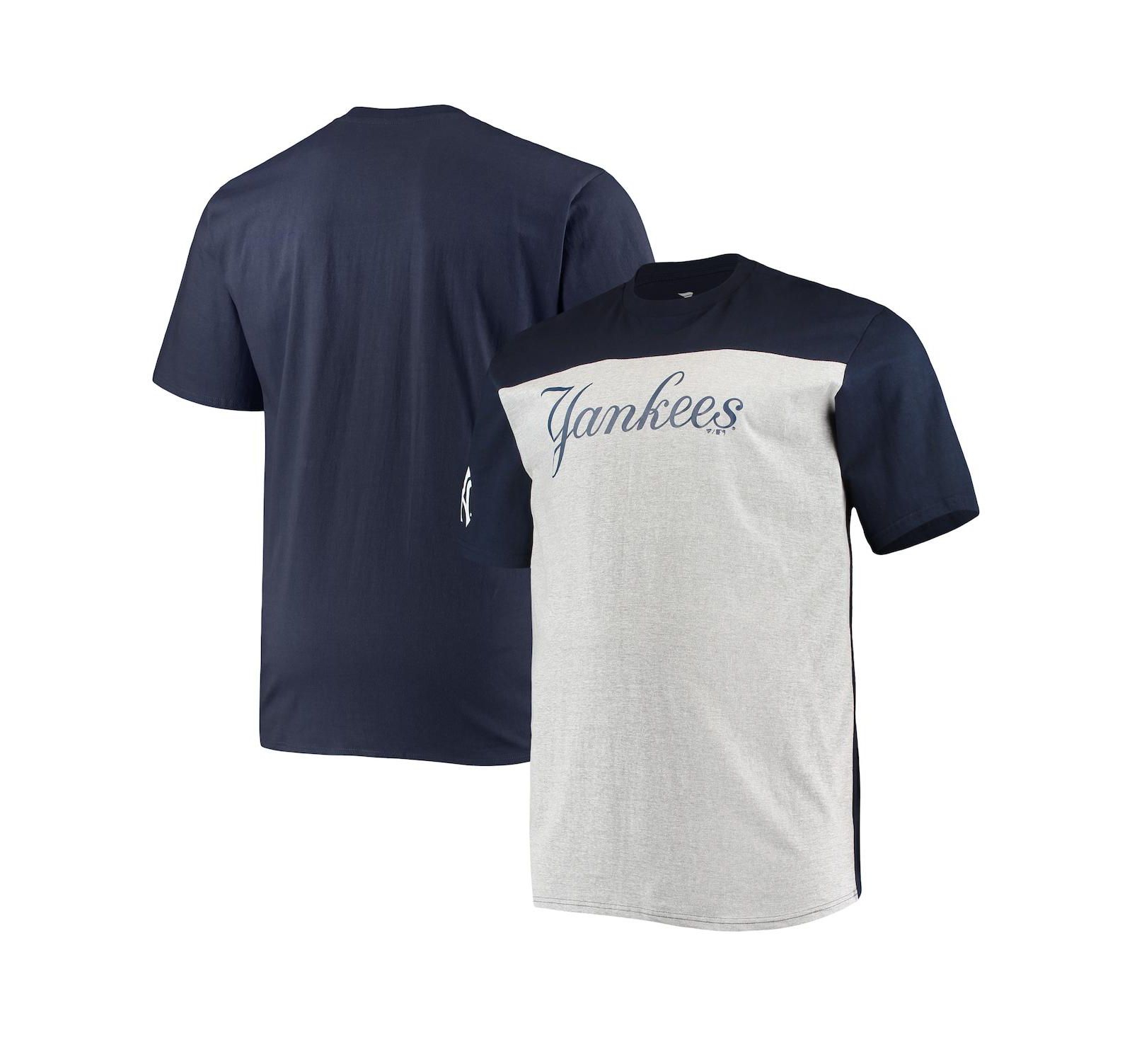 Мужская футболка Fanatics Navy, Heather Gray New York Yankees Big and Tall Colorblock