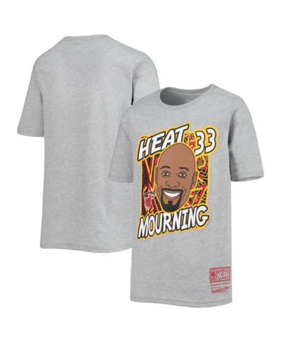 Детская футболка Mitchell & Ness Alonzo Mourning Heathered Gray Miami Heat Hardwood Classics King of the Court Player