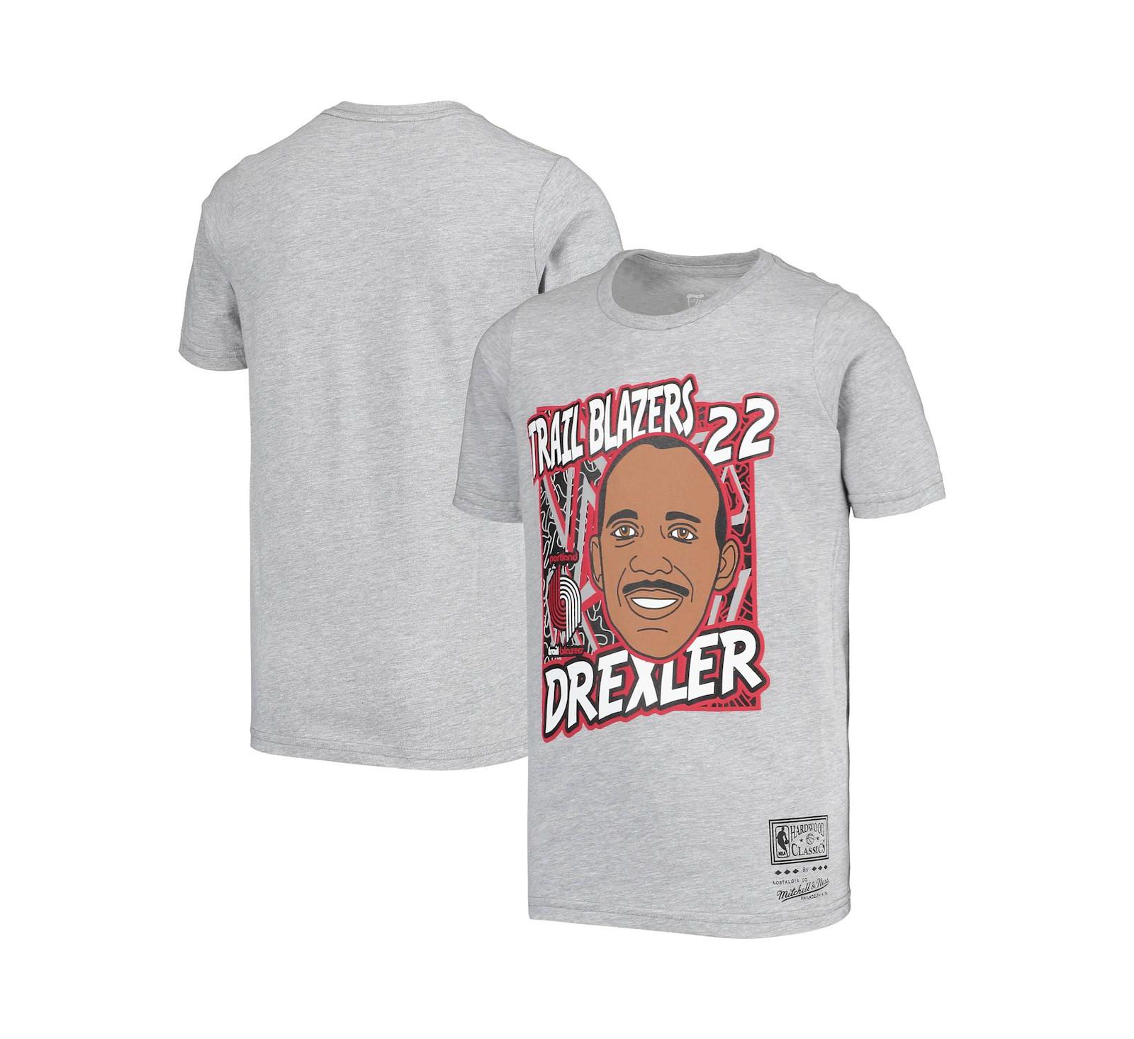 Детская футболка Mitchell & Ness Clyde Drexler Gray Portland Trail Blazers Hardwood Classics King of the Court