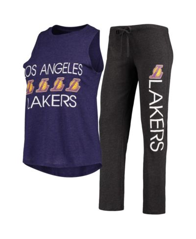 Women's Concepts Sport Black, Purple Los Angeles Lakers Tank Top and Pants Sleep Set