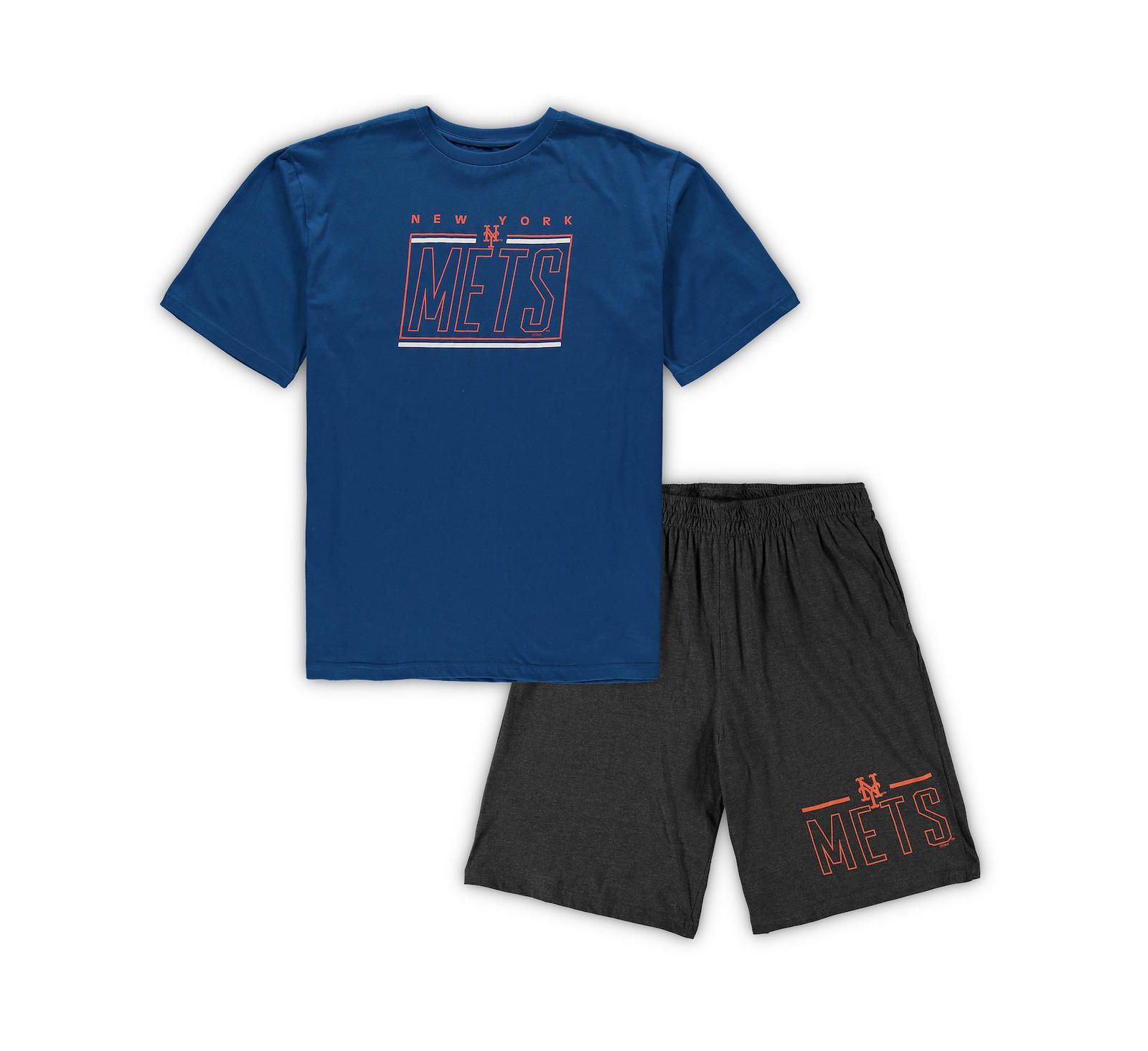 Men's Concepts Sport Royal, Heathered Charcoal New York Mets Big and Tall T-shirt and Shorts Sleep Set