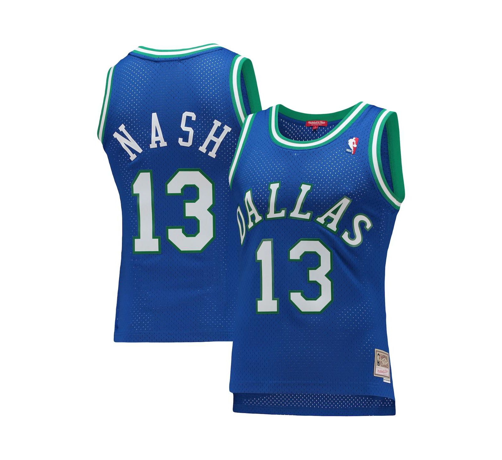 Женская джерси Mitchell & Ness Steve Nash Blue Dallas Mavericks 1998-99 Hardwood Classics Swingman