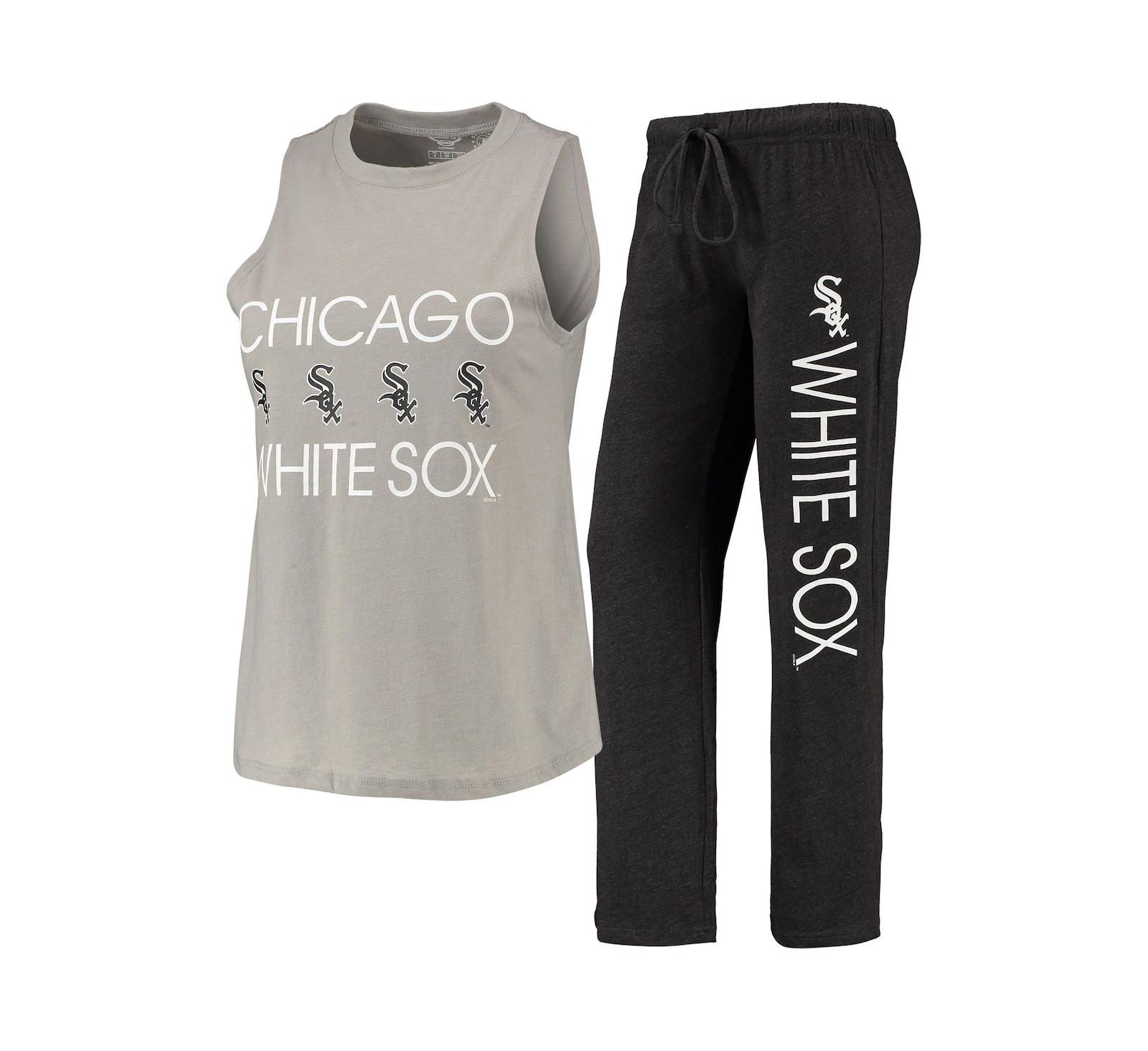 Women's Concepts Sport Black, Gray Chicago White Sox Meter Muscle Tank Top and Pants Sleep Set