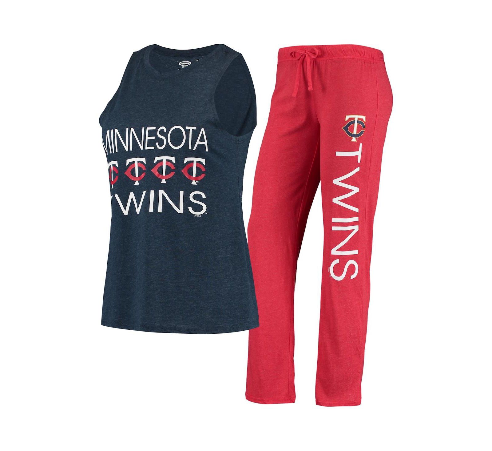 Women's Concepts Sport Red, Navy Minnesota Twins Meter Muscle Tank Top and Pants Sleep Set