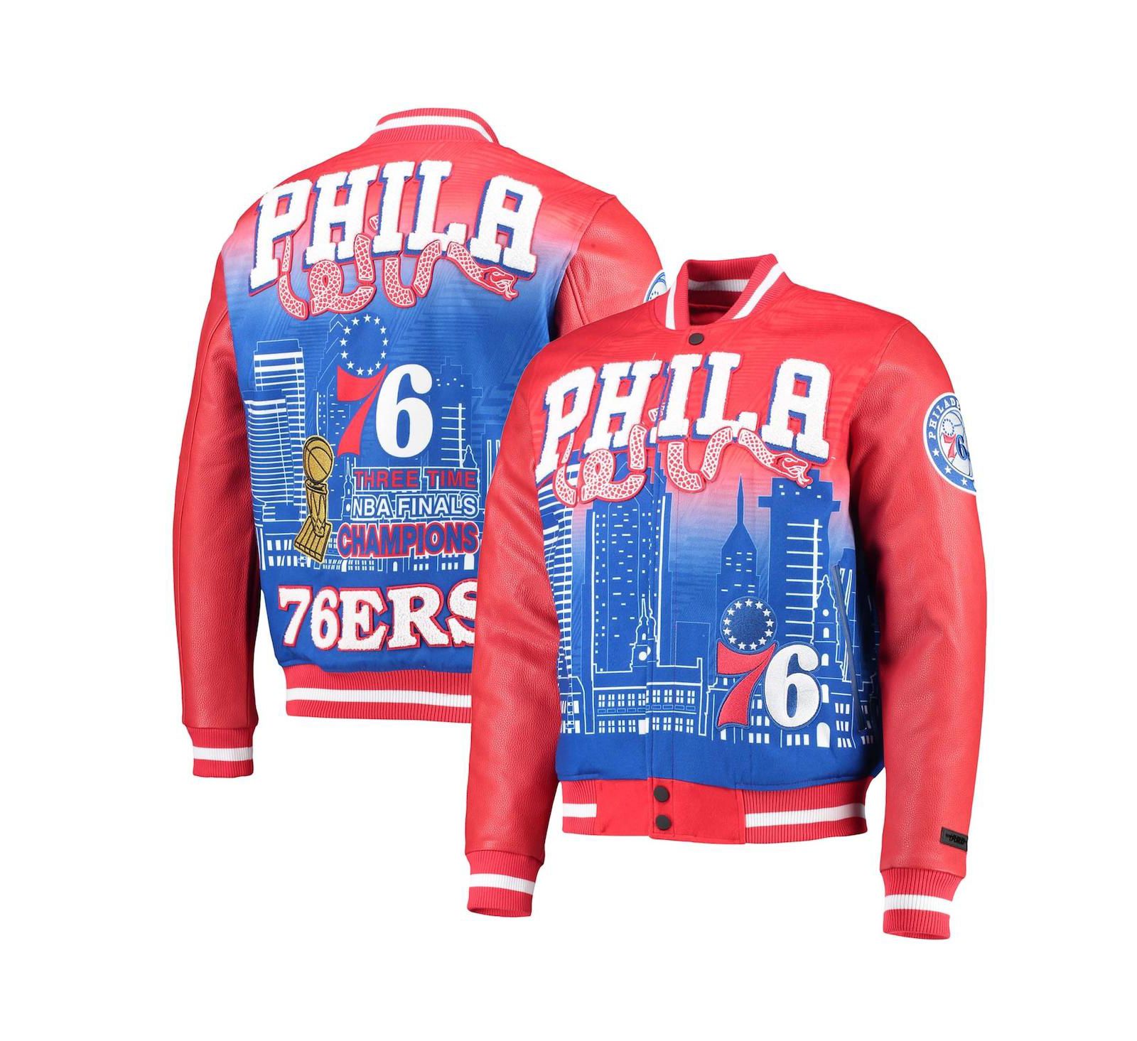 Men's Pro Standard Red Philadelphia 76ers Remix Varsity Full-Zip Jacket