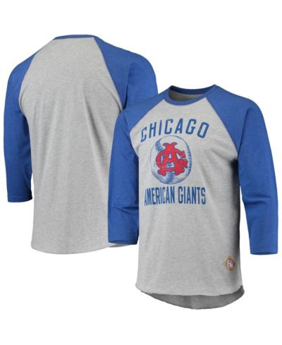 Футболка Stitches Men's Heather Gray, Royal Chicago American Giants Negro League Raglan 3/4 Sleeve