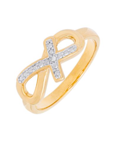 Diamond Accent Cross and Infinity Ring in 14K Gold Plate
