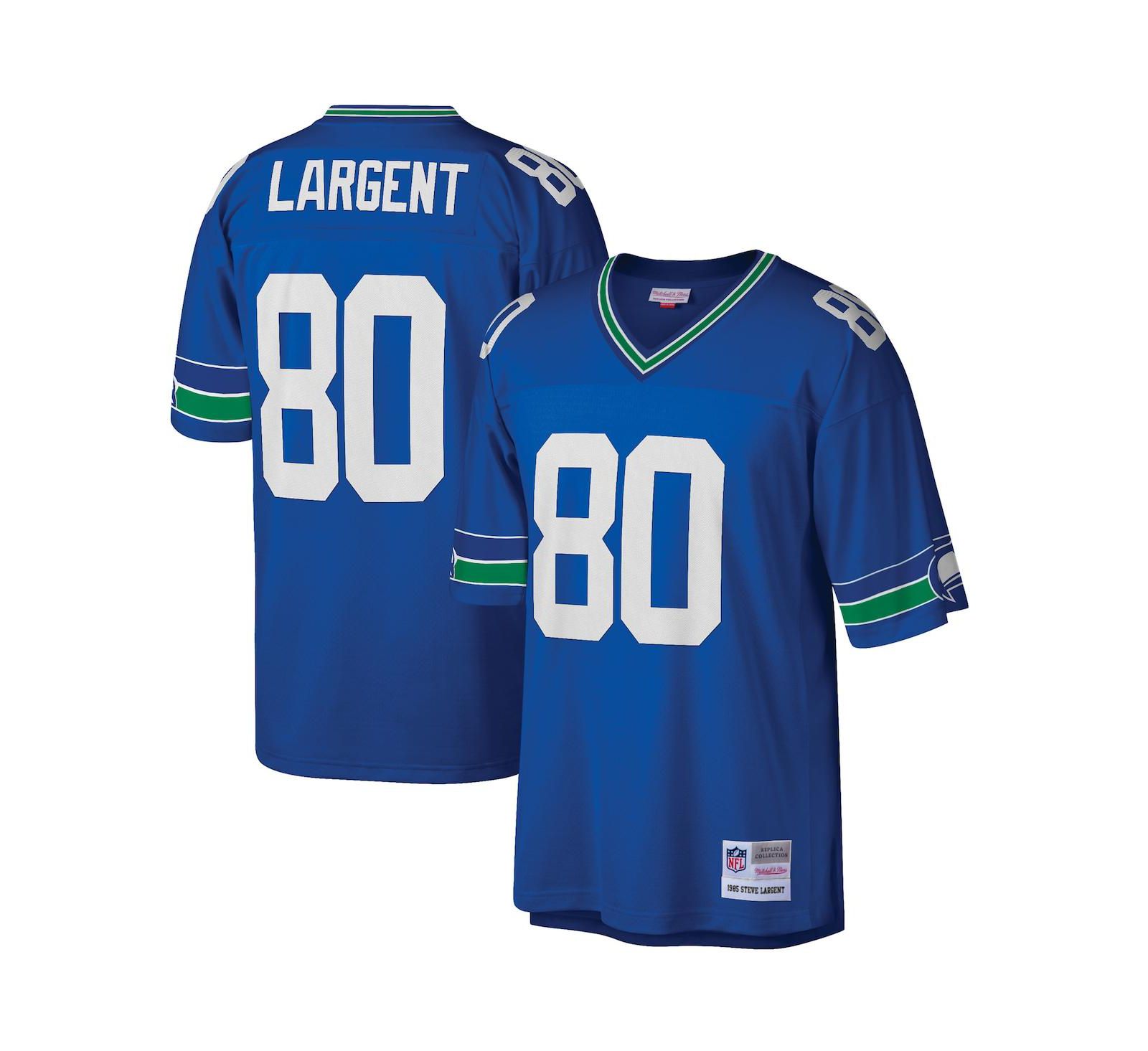 Мужская джерси Mitchell & Ness Steve Largent Royal Seattle Seahawks Big and Tall 1985 Retired Player Replica