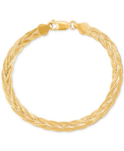 Браслет с плетением Herringbone, 7-1/2", из стерлингового серебра с напылением 18k Gold