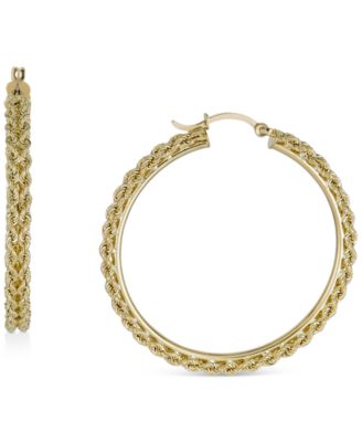 Серьги-кольца Heart Rope Chain из золота 14k