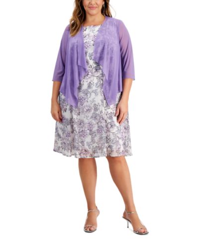 Connected Платье с принтом и сетчатая куртка, Plus Size