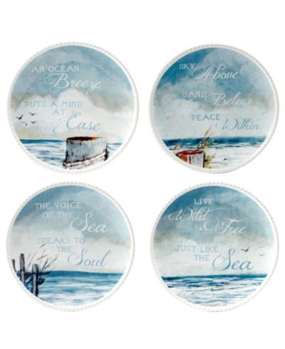 Certified International Shorebirds Canape Plates, Set of 4
