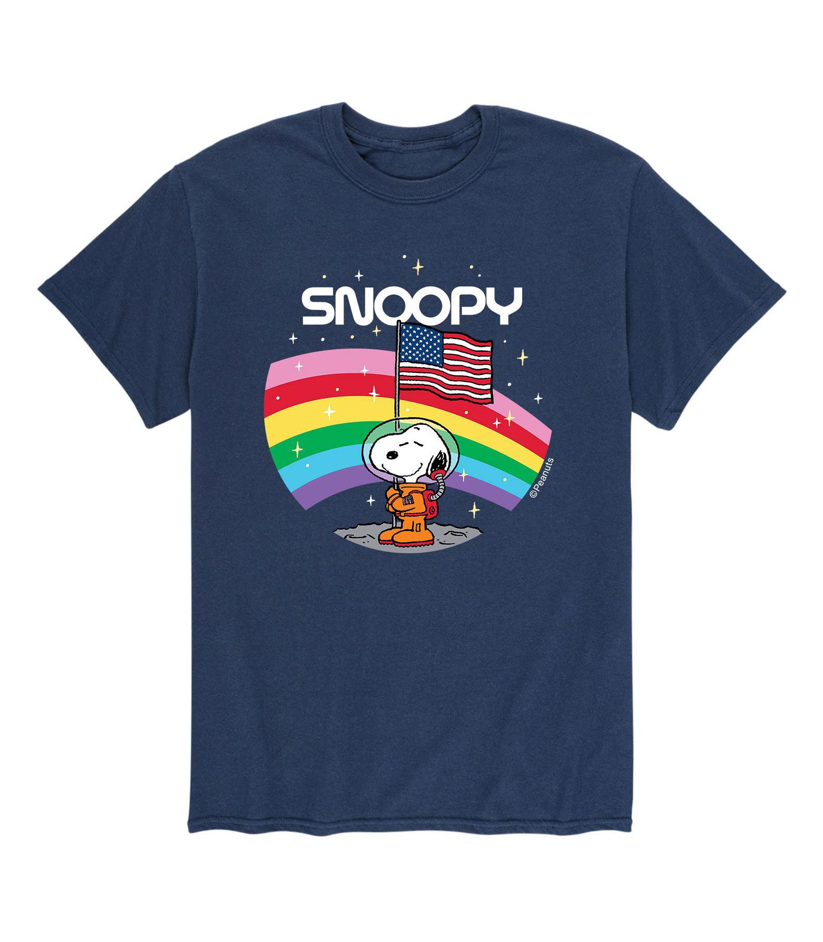 Men's Peanuts Space American Flag T-Shirt