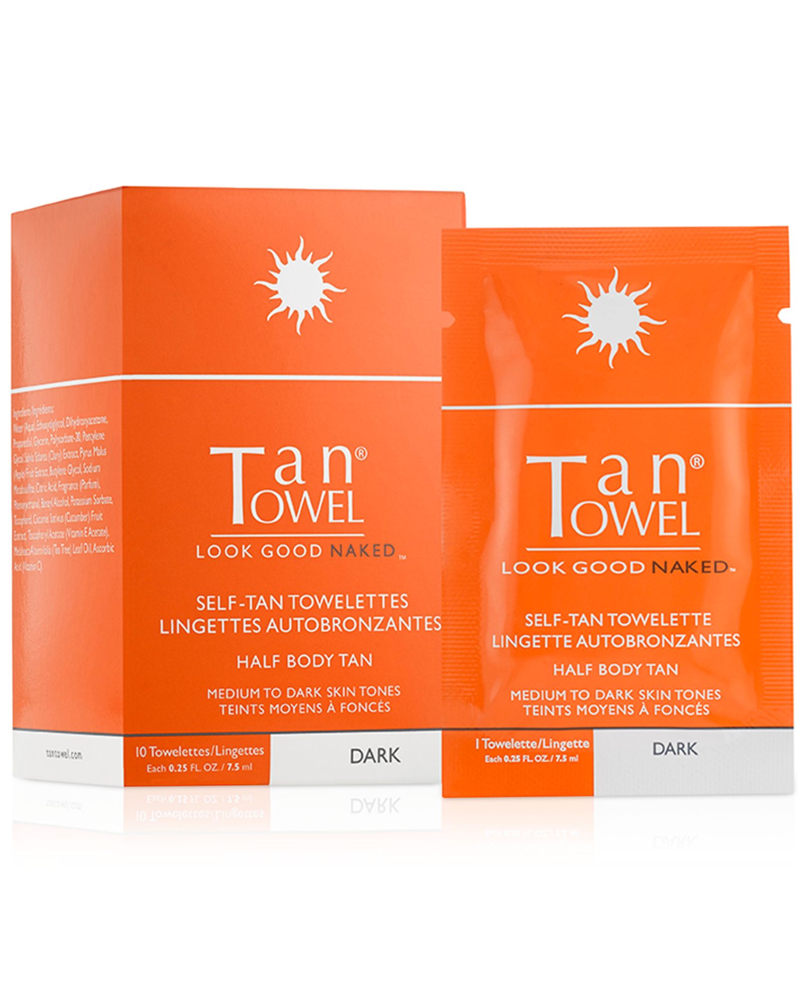 Салфетки для автозагара TanTowel Half-Body, Dark, 10-Pk.
