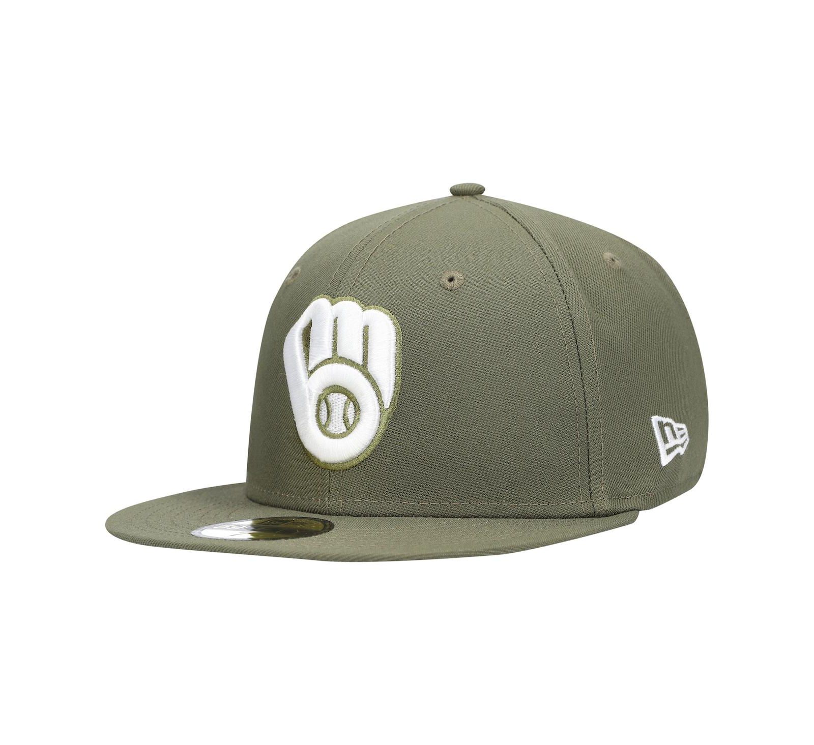 Men's Olive Milwaukee Brewers Logo White 59Fifty Fitted Hat