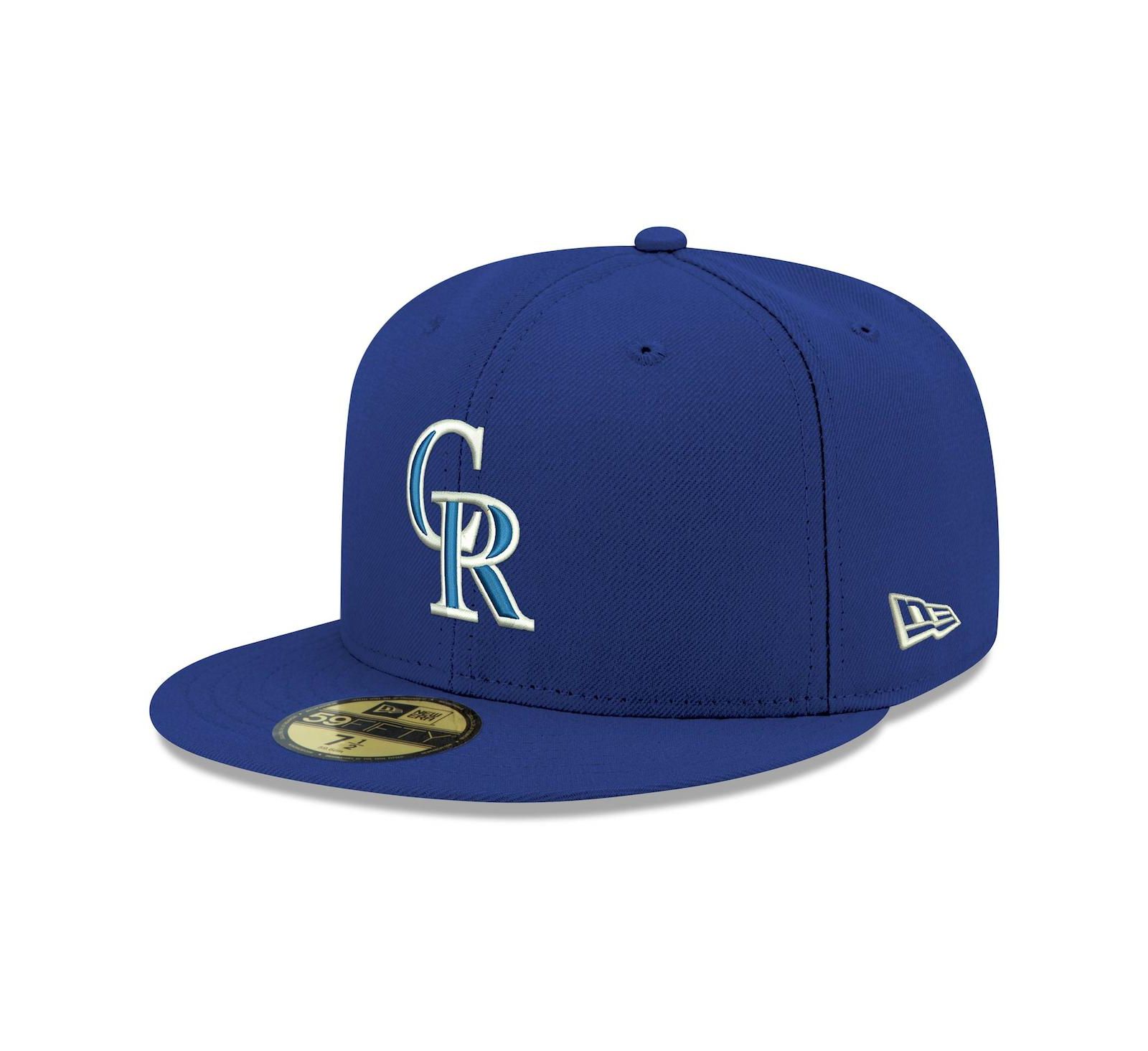 Men's Royal Colorado Rockies Logo White 59FIFTY Fitted Hat