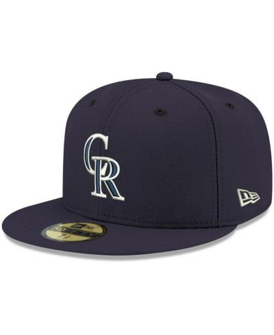 Мужская кепка New Era Navy Colorado Rockies Logo White 59FIFTY Fitted