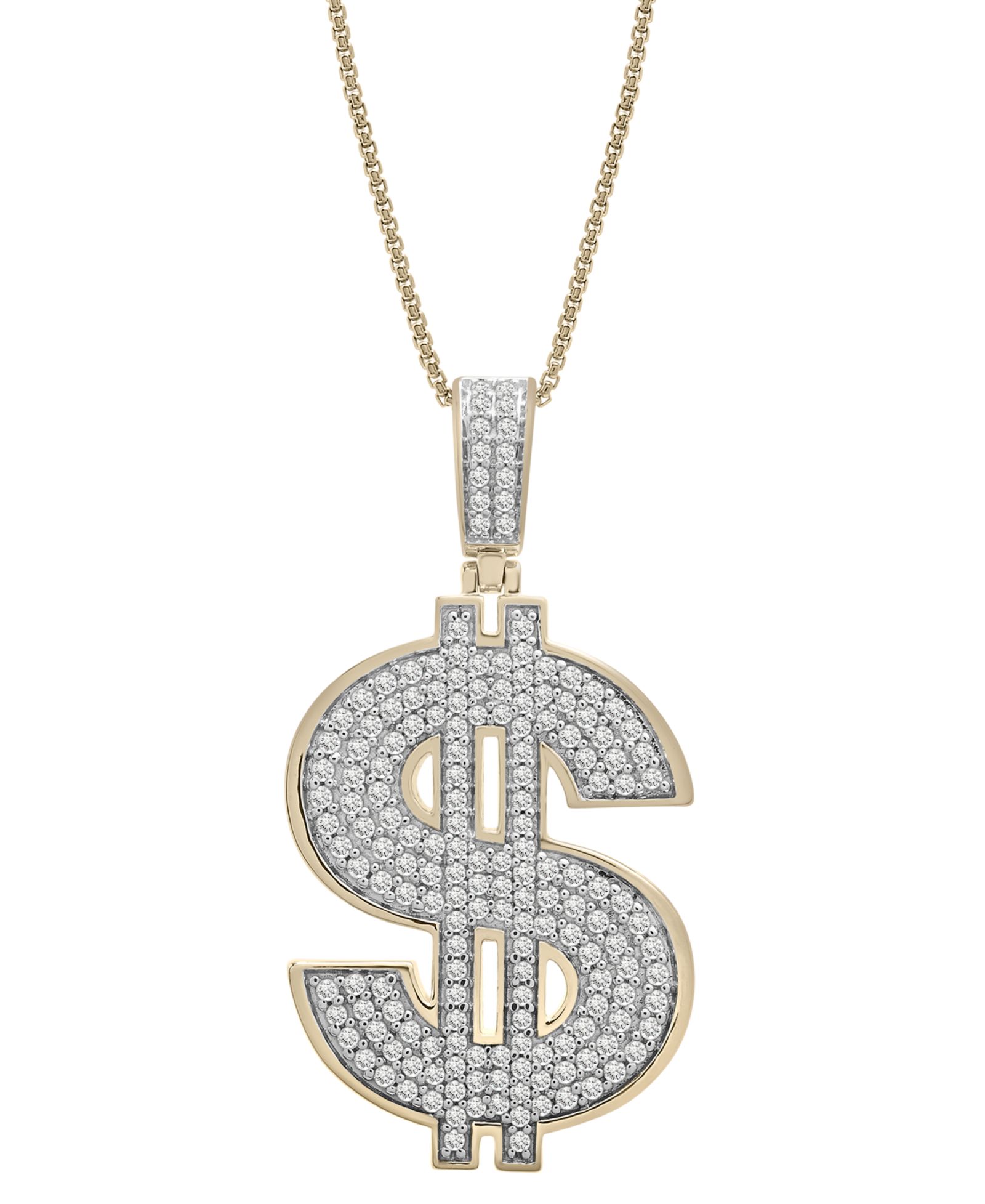 Мужской кулон с долларом из позолоченного серебра 14K Gold-Plated Sterling Silver, 22"