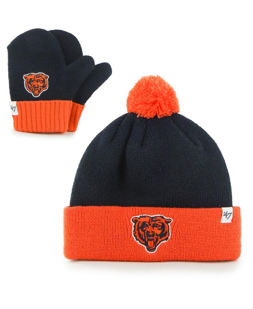 Детский набор Chicago Bears Bam Bam Cuffed Knit Hat с помпоном и варежки