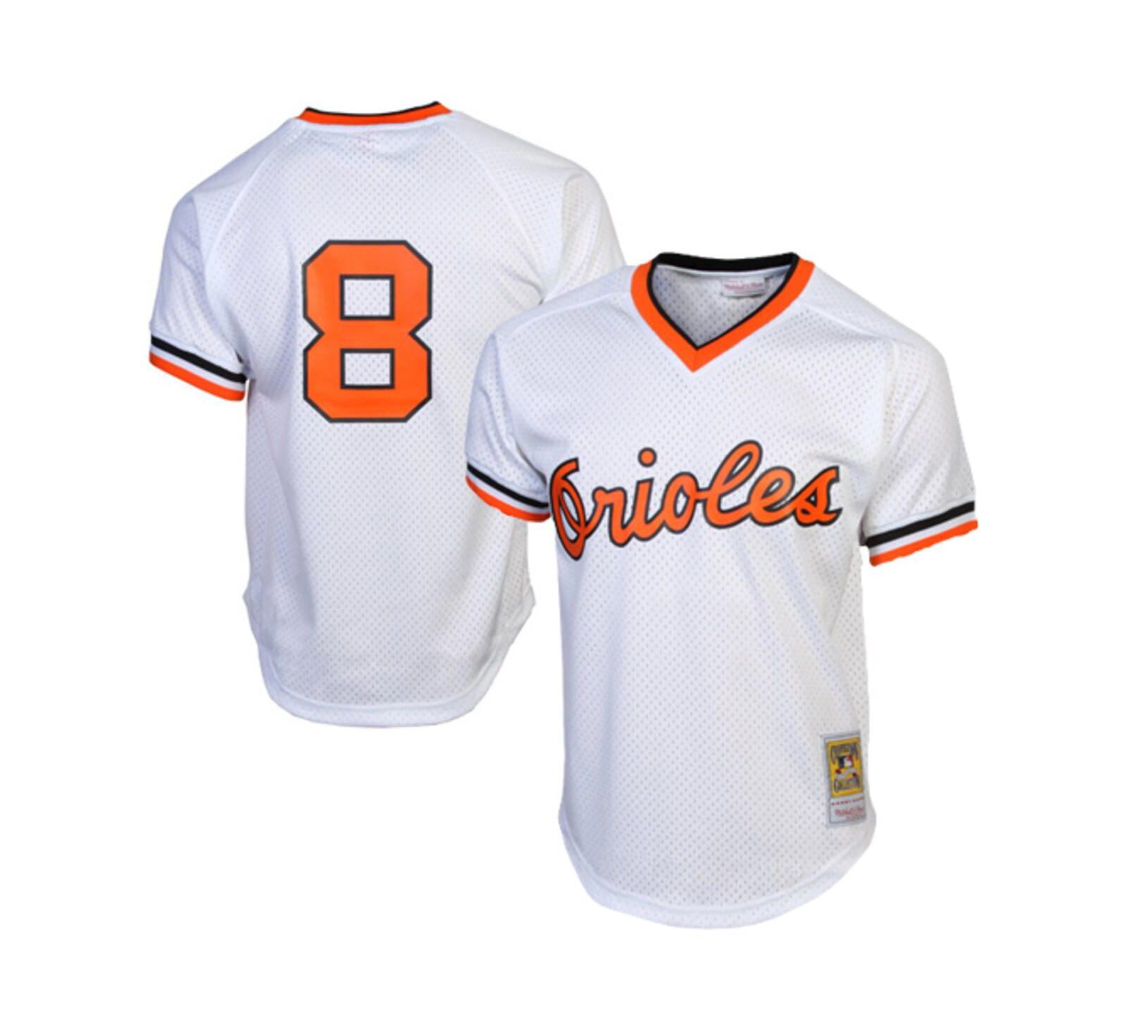 Мужская джерси Mitchell & Ness Cal Ripken Jr. White Baltimore Orioles 1985 Authentic Cooperstown Collection Batting Practice