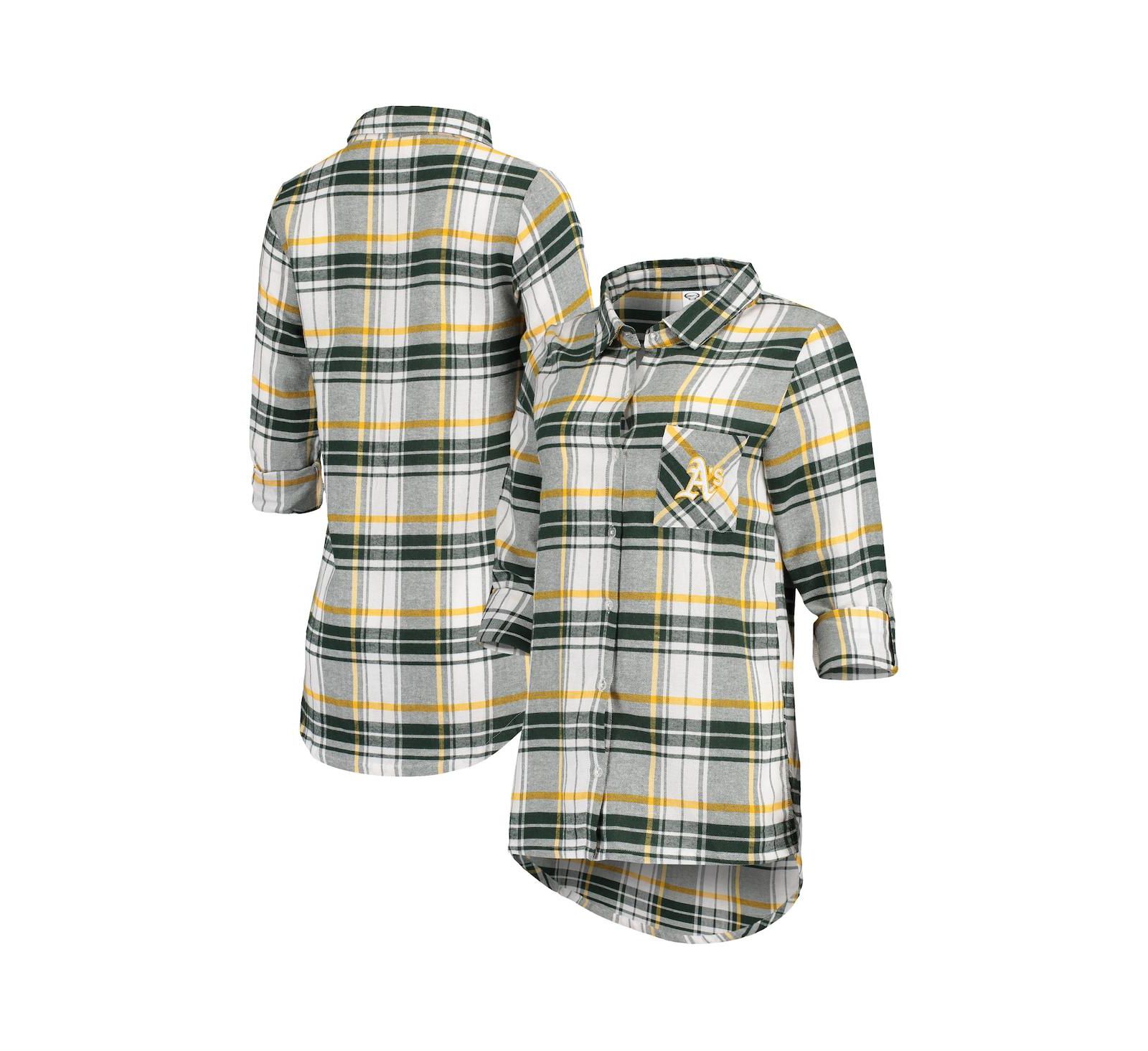 Женская фланелевая ночная рубашка Concepts Sport Green, Gold Oakland Athletics Accolade