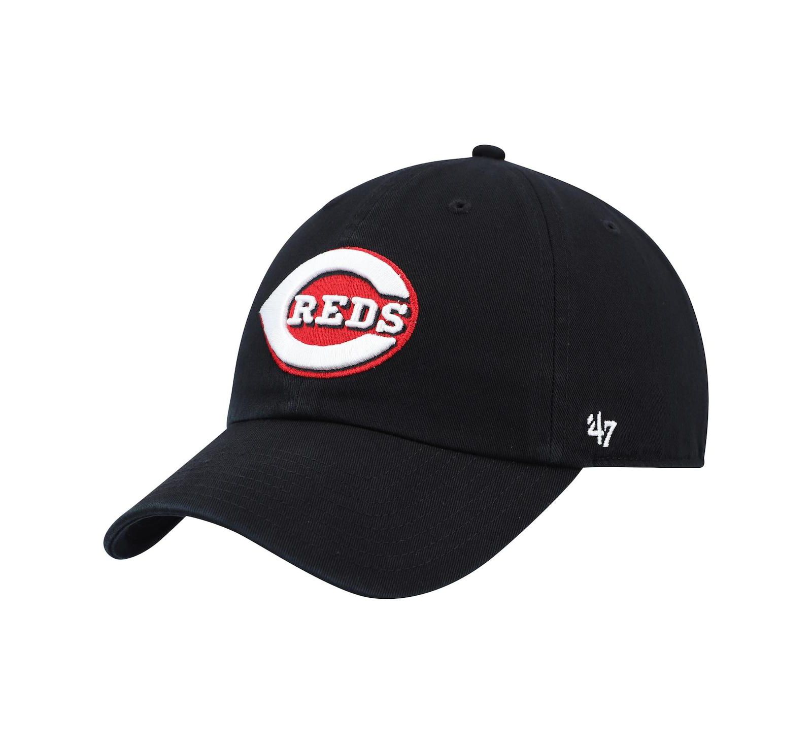 Men's '47 Brand Black Cincinnati Reds Clean Up Team Adjustable Hat