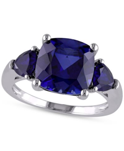 Кольцо с выращенным сапфиром (7-1/10 ct. t.w.) из стерлингового серебра