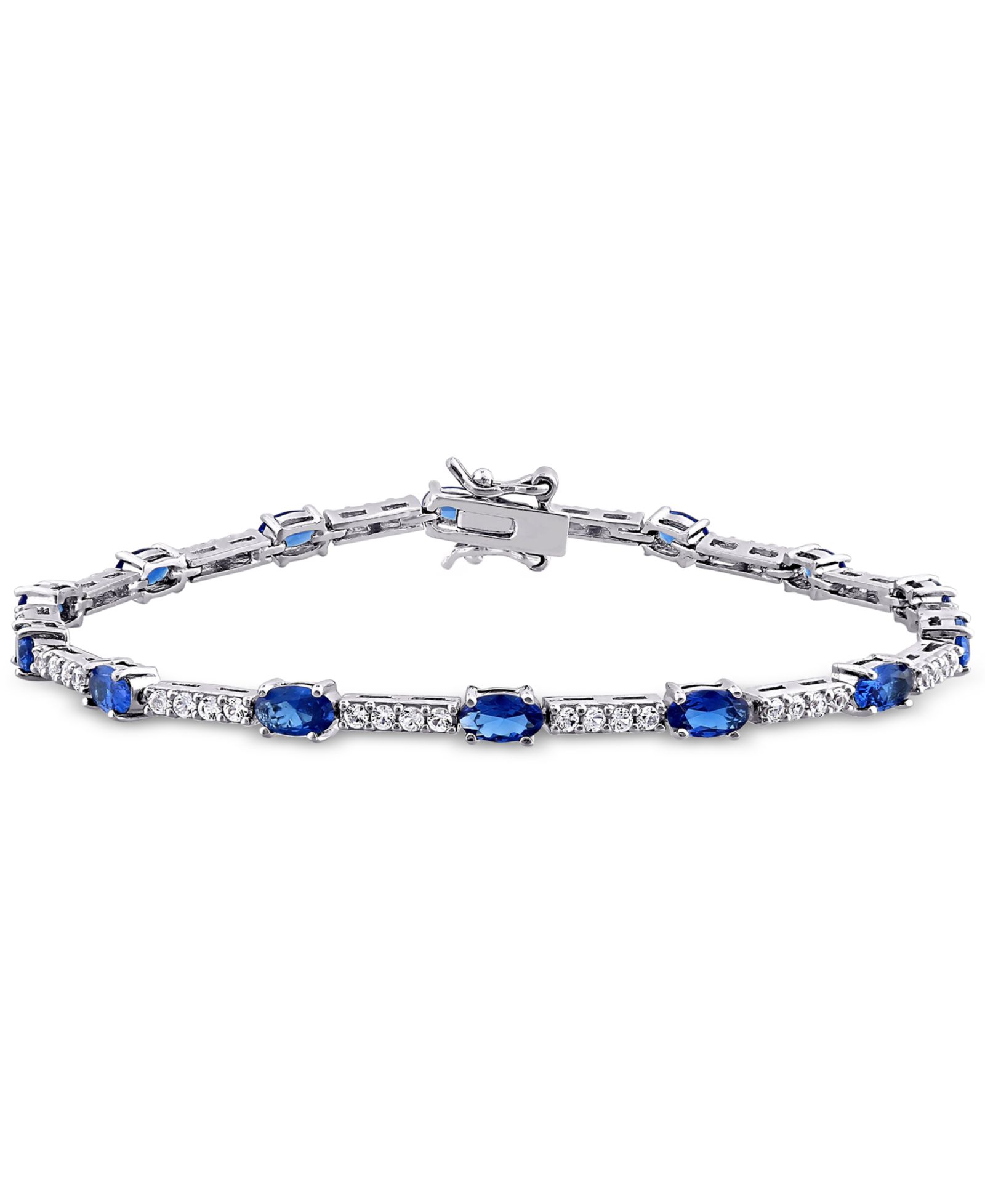Браслет Link из Sterling Silver с голубым сапфиром и белым сапфиром, Lab-Grown