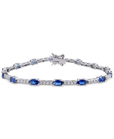 Браслет Link из Sterling Silver с голубым сапфиром и белым сапфиром, Lab-Grown