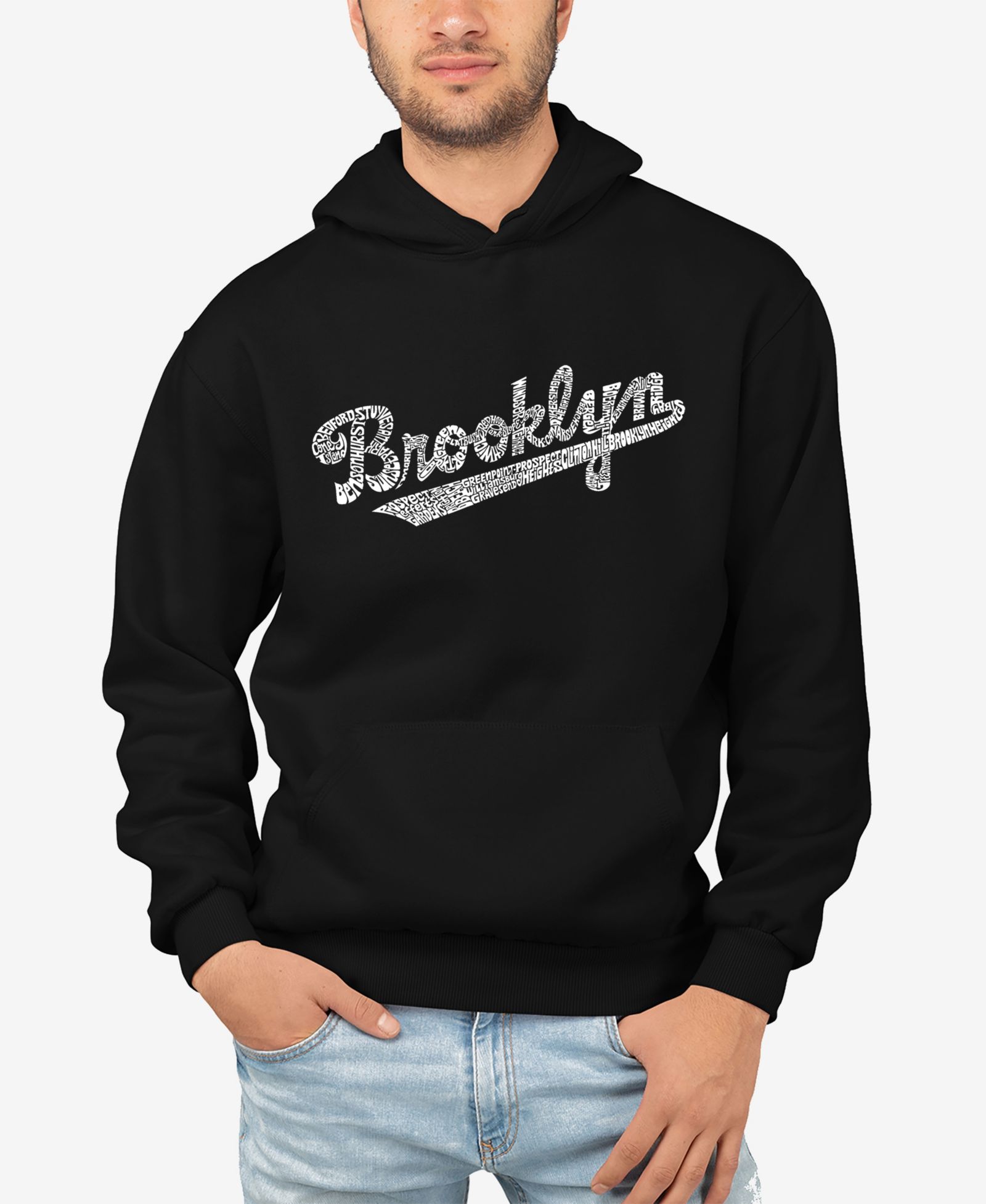 Мужское худи с принтом Word Art Brooklyn Neighborhoods