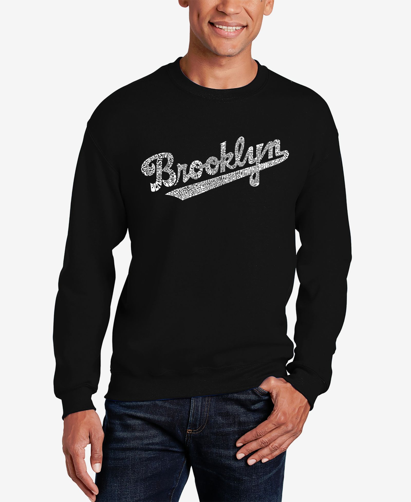 Мужской свитшот Crewneck Brooklyn Neighborhoods Word Art