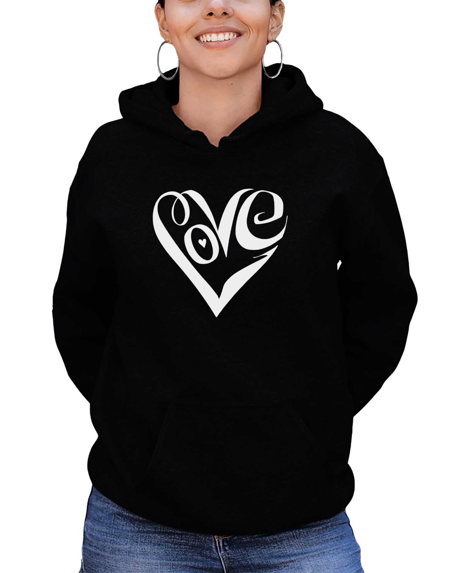 LA Pop Art Женский свитшот с капюшоном и принтом Love Heart