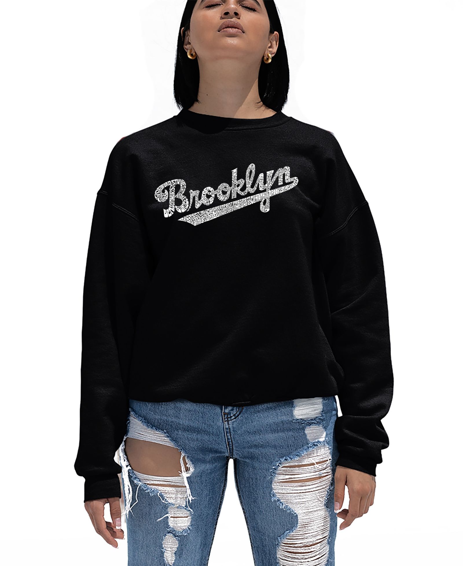 Свитшот LA Pop Art Women's Crewneck Word Art Brooklyn Neighborhoods