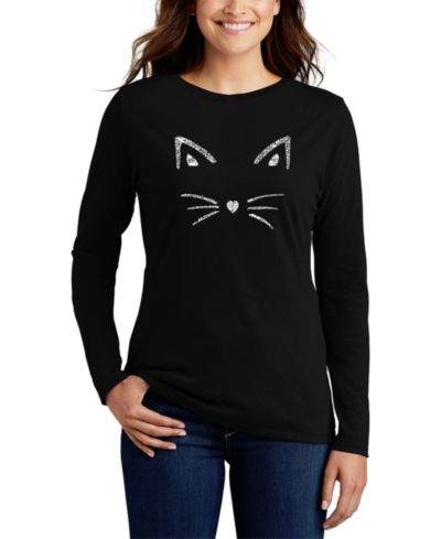 Женская футболка LA Pop Art Long Sleeve Word Art Whiskers T-shirt