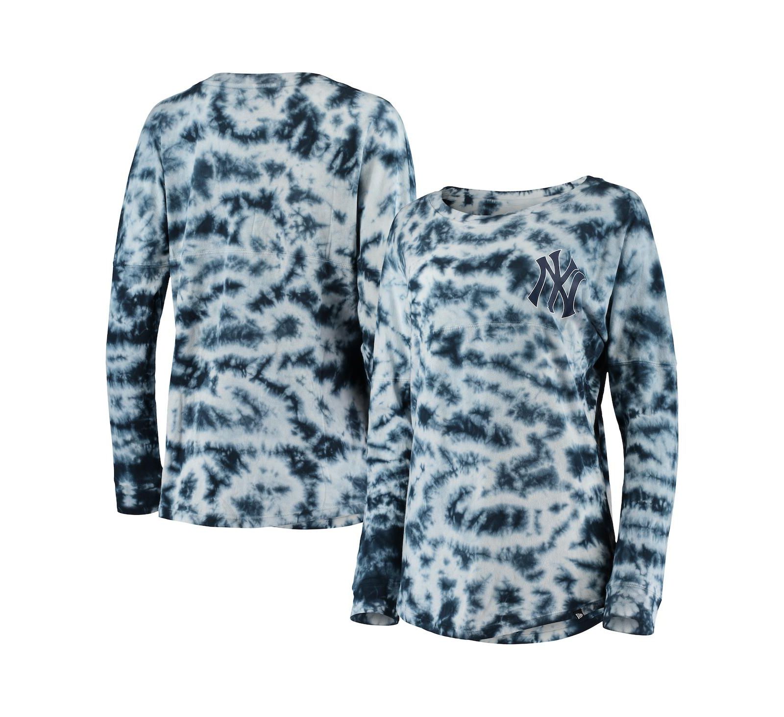 Women's New Era Navy New York Yankees Tie-Dye Long Sleeve T-shirt