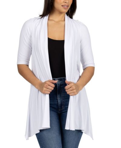 24seven Comfort Apparel Loose Fit Open Front with Half Sleeve Cardigan