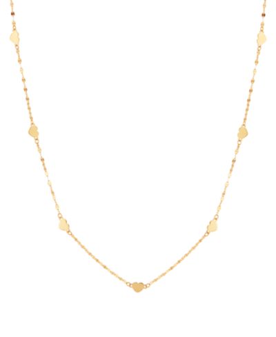 Heart Station 18" Collar Necklace in 14k Gold
