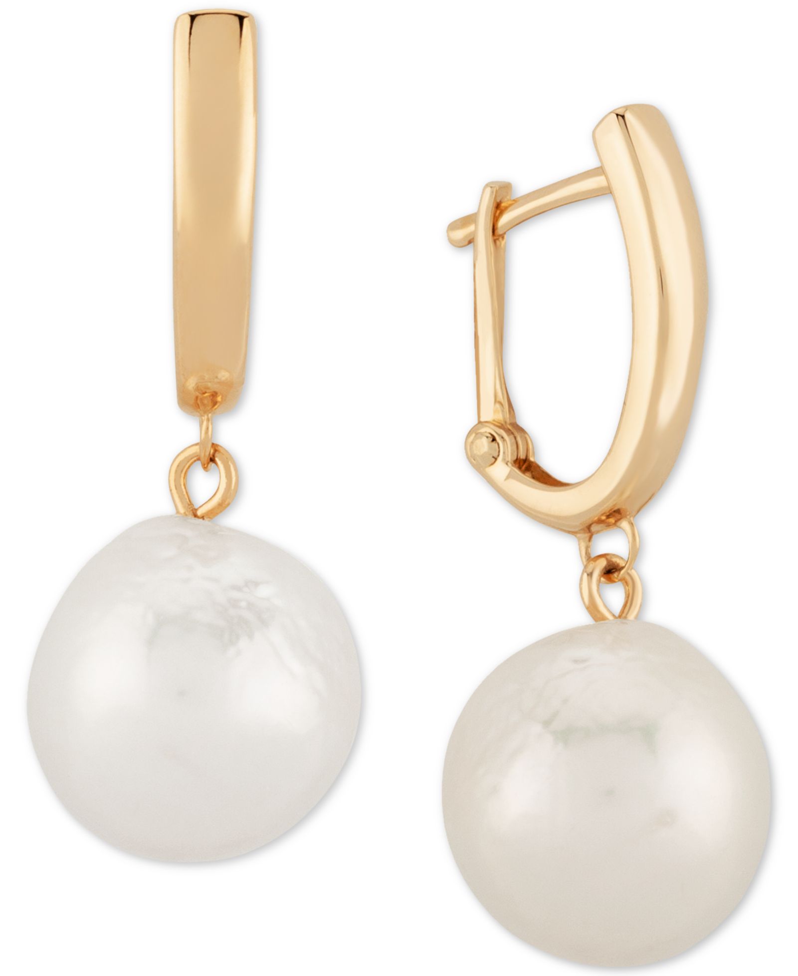 Серьги-кольца Macy's с жемчугом Freshwater Baroque, 14k золото