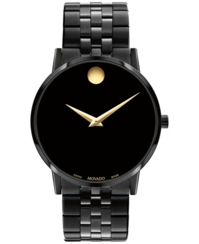 Мужские наручные часы Movado Unisex Swiss Museum Classic Black PVD Stainless Steel Bracelet 40mm